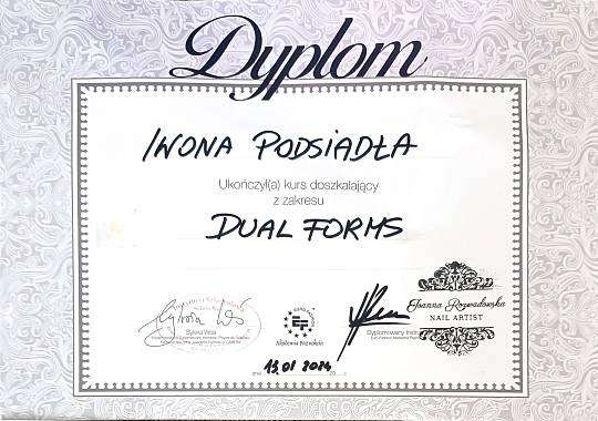 Grafika Dyplom za kurs doszkalający z zakresu Dual Forms